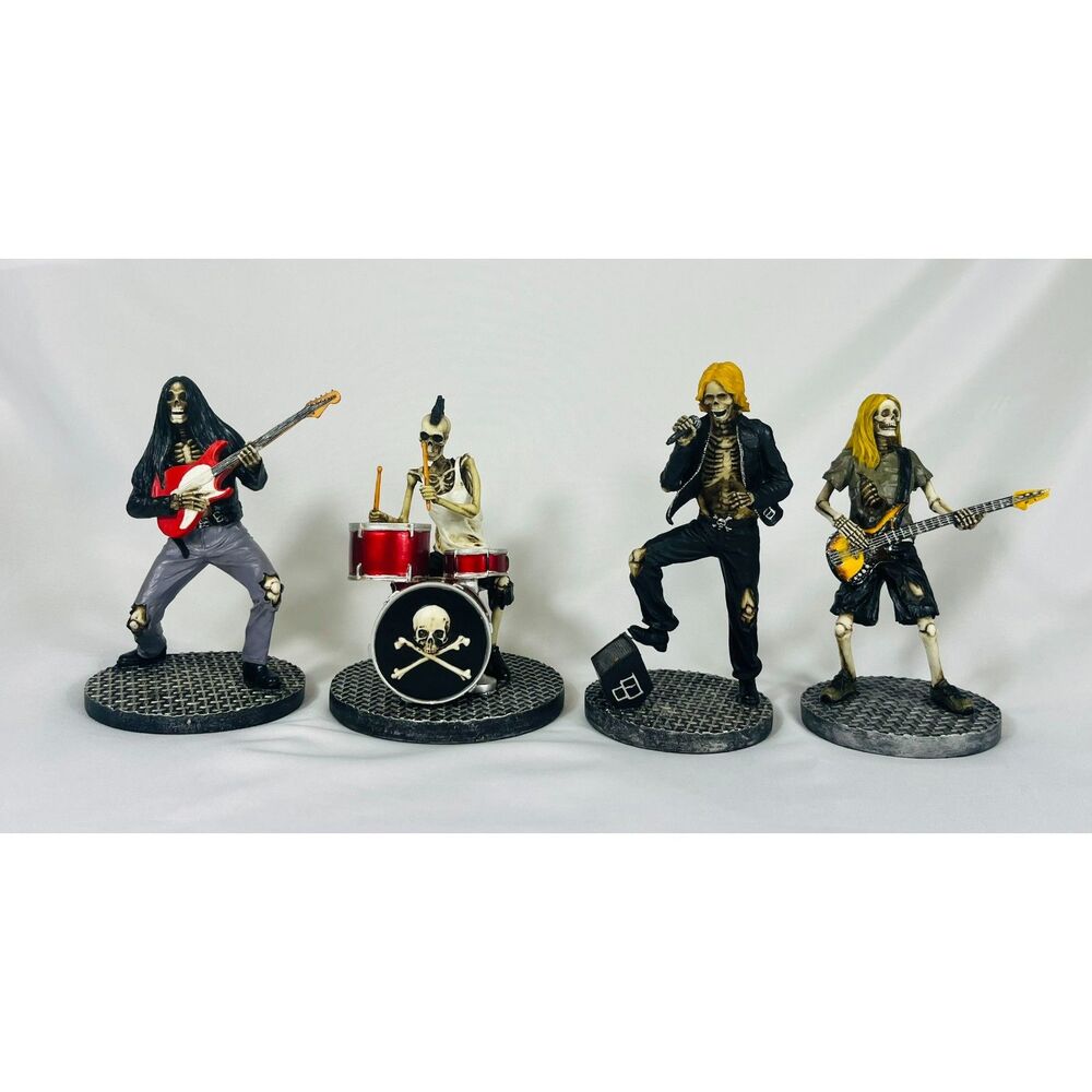 Summit Veronese Skeleton Rock Band 2006 Guitar Drummer Vocalist Set of 4